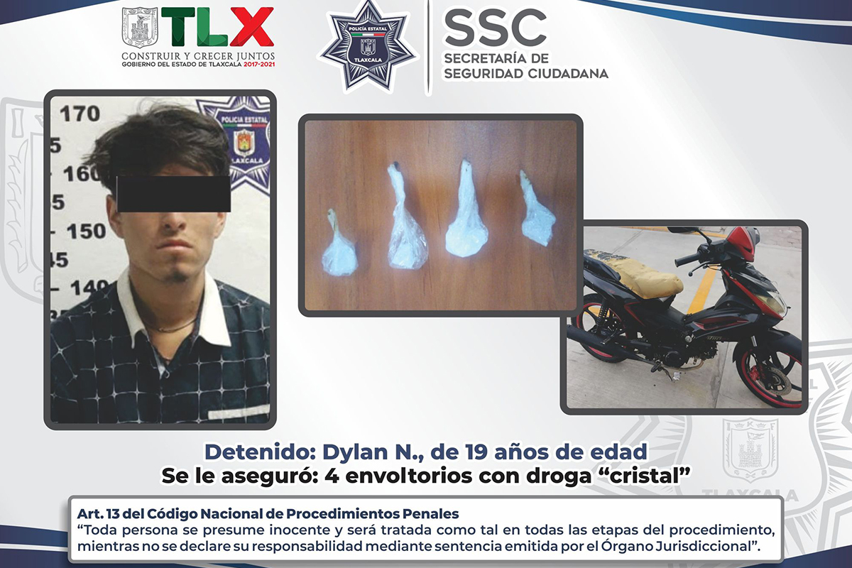 La SSC detiene en Apizaco a persona por posesión de droga