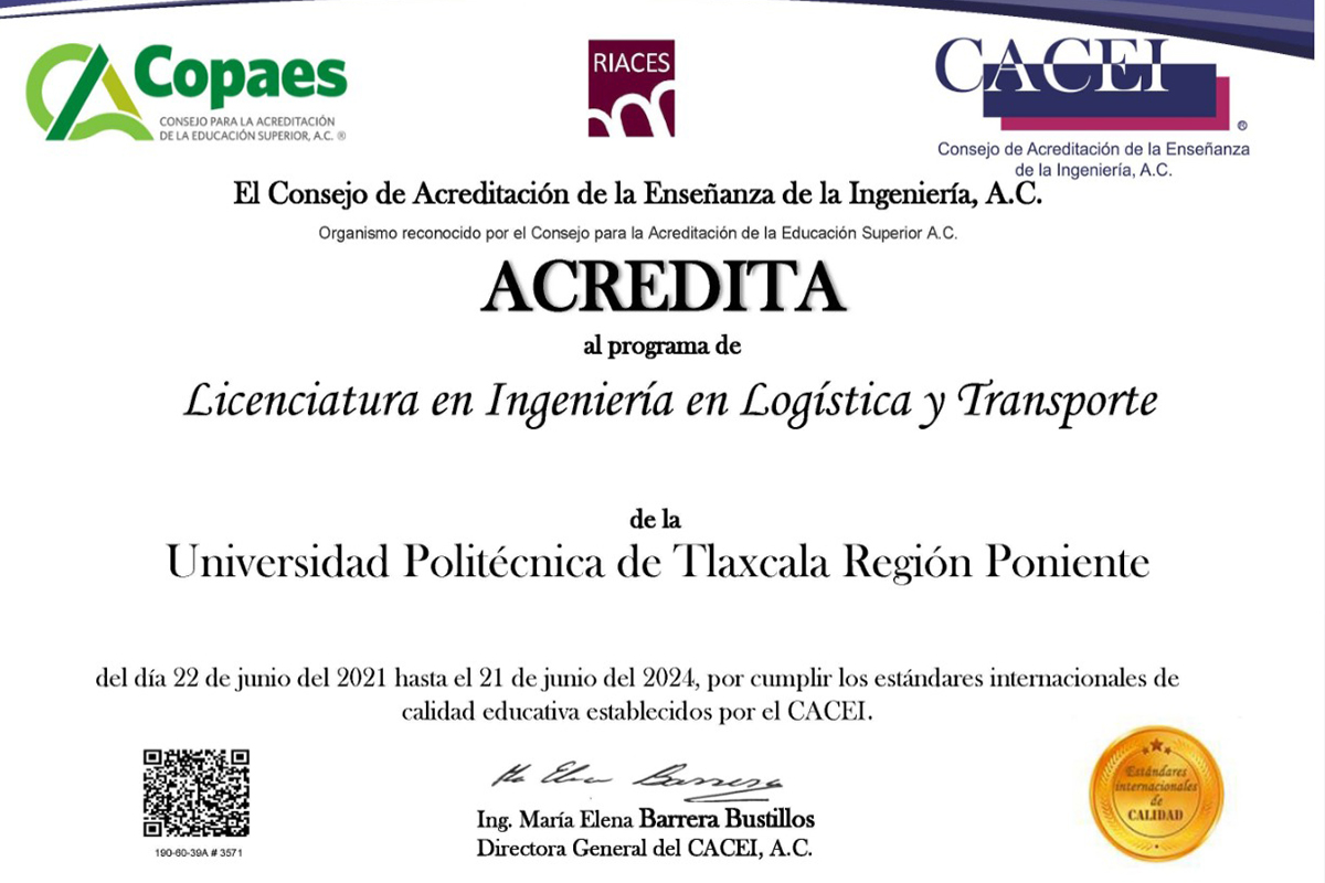 Obtiene ingeniería de logística y transporte de la UPTREP acreditación académica de calidad