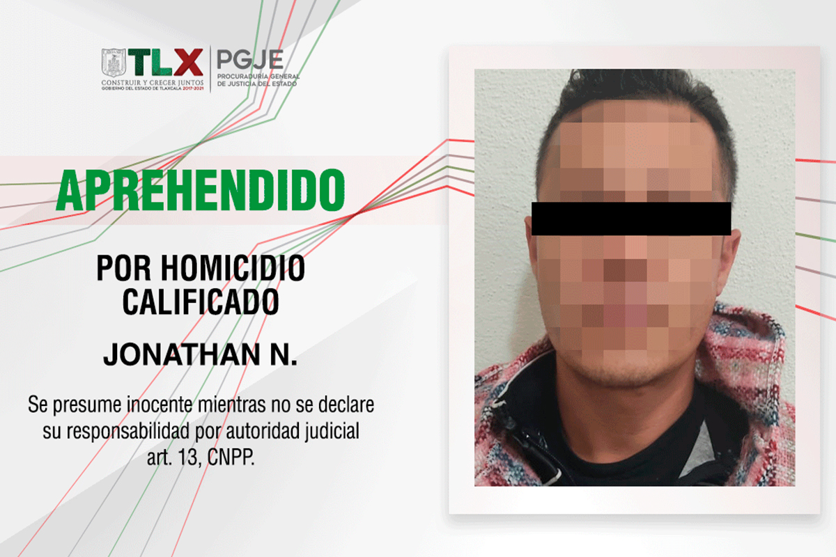 Aprehende PGJE a imputado por homicidio calificado en 2018