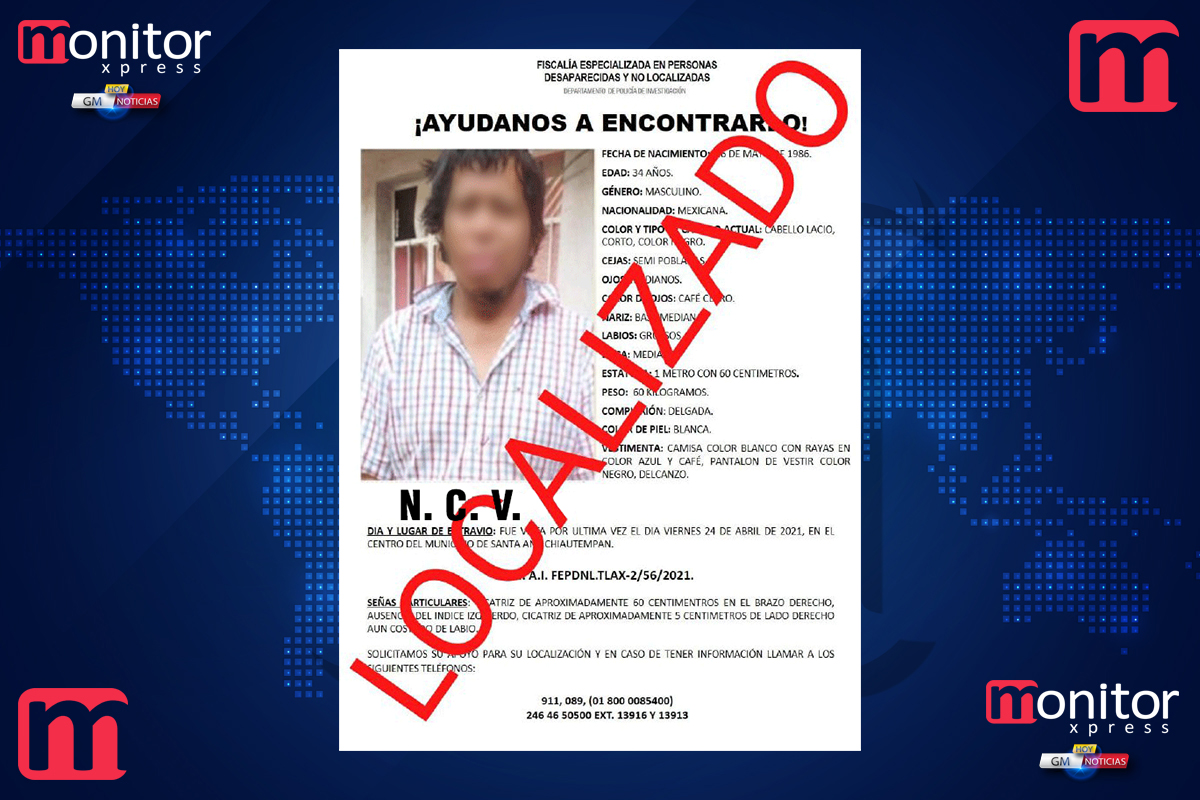 Localiza PGJE a hombre reportado como extraviado en Chiautempan