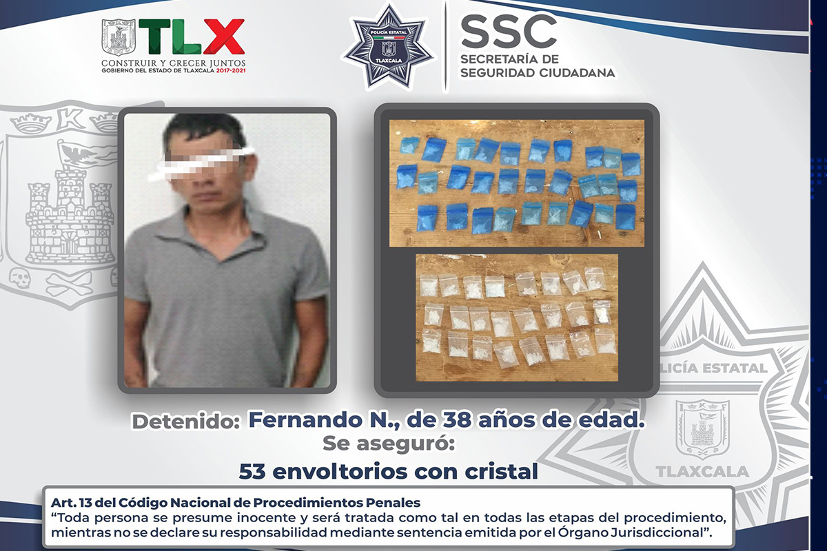 La SSC detiene a una persona y asegura envoltorios en Zacatelco