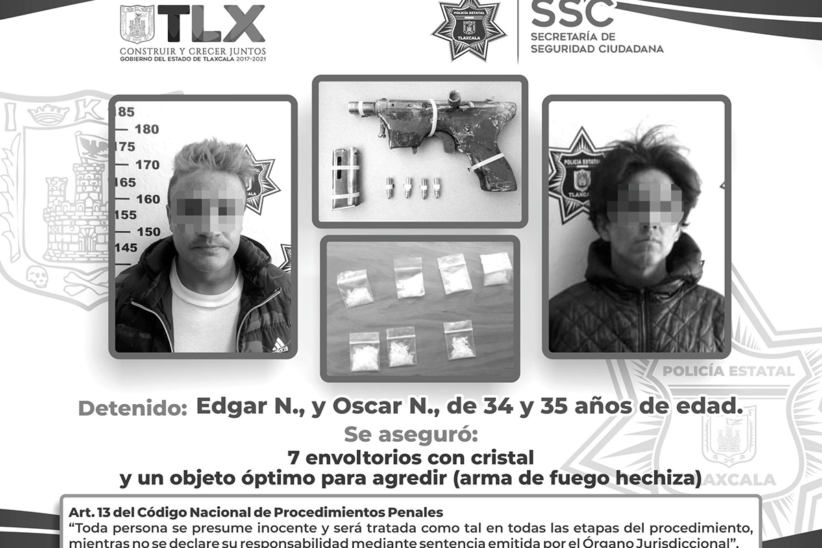 La SSC detiene a dos sujetos por posesión de sustancias ilegales y un arma de fuego