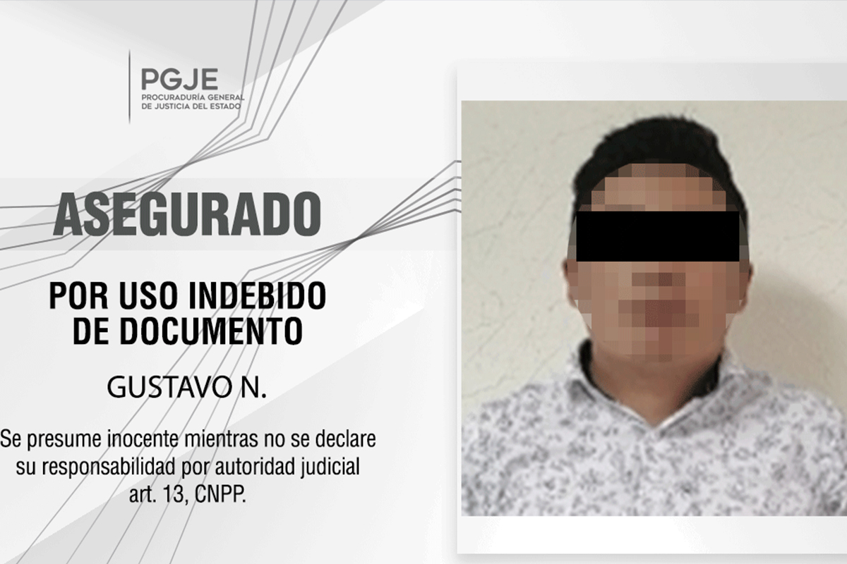 Asegura PGJE a imputado por uso indebido de documento