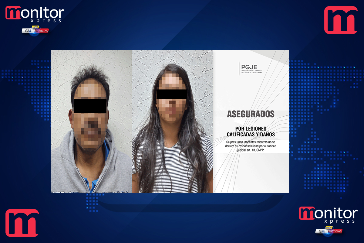 Asegura PGJE a pareja que agredió a oficiales en Yauhquemehcan