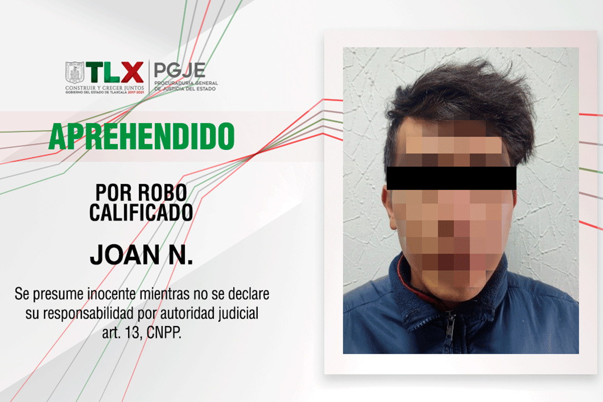 Aprehende PGJE a culpable por robo calificado