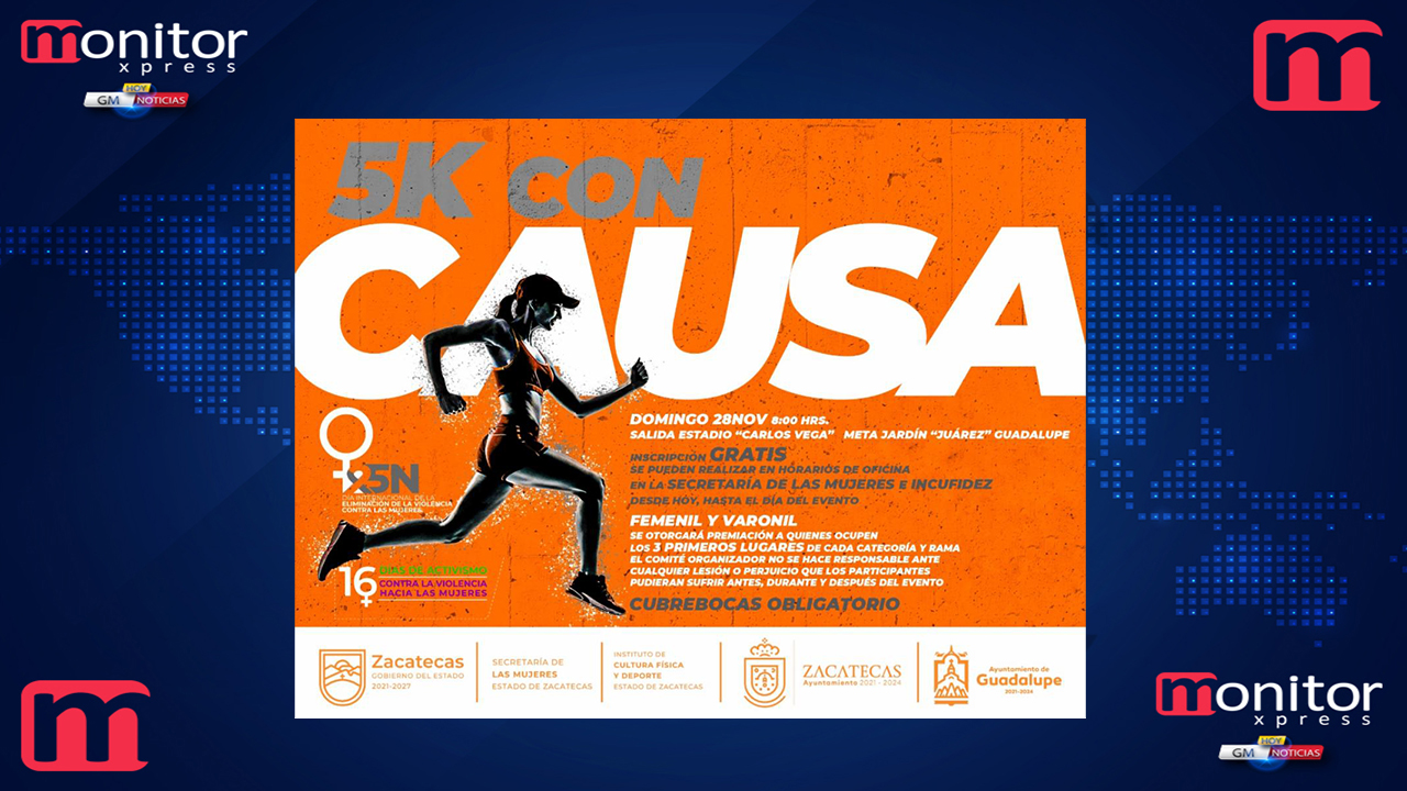 Realizará Gobierno de Zacatecas Carrera 5K con causa 25N para concientizar sobre la violencia contra las mujeres