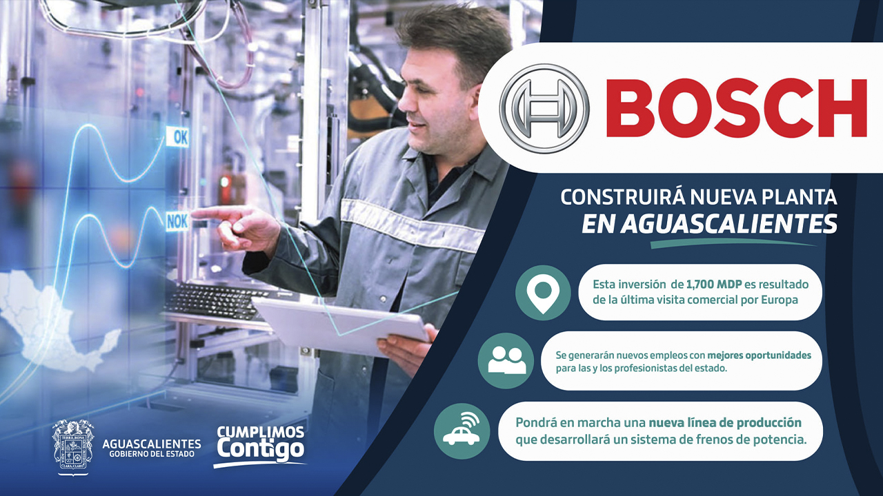 Construirá BOSCH nueva planta en aguascalientes con una inversión de más de 1,700 MDP