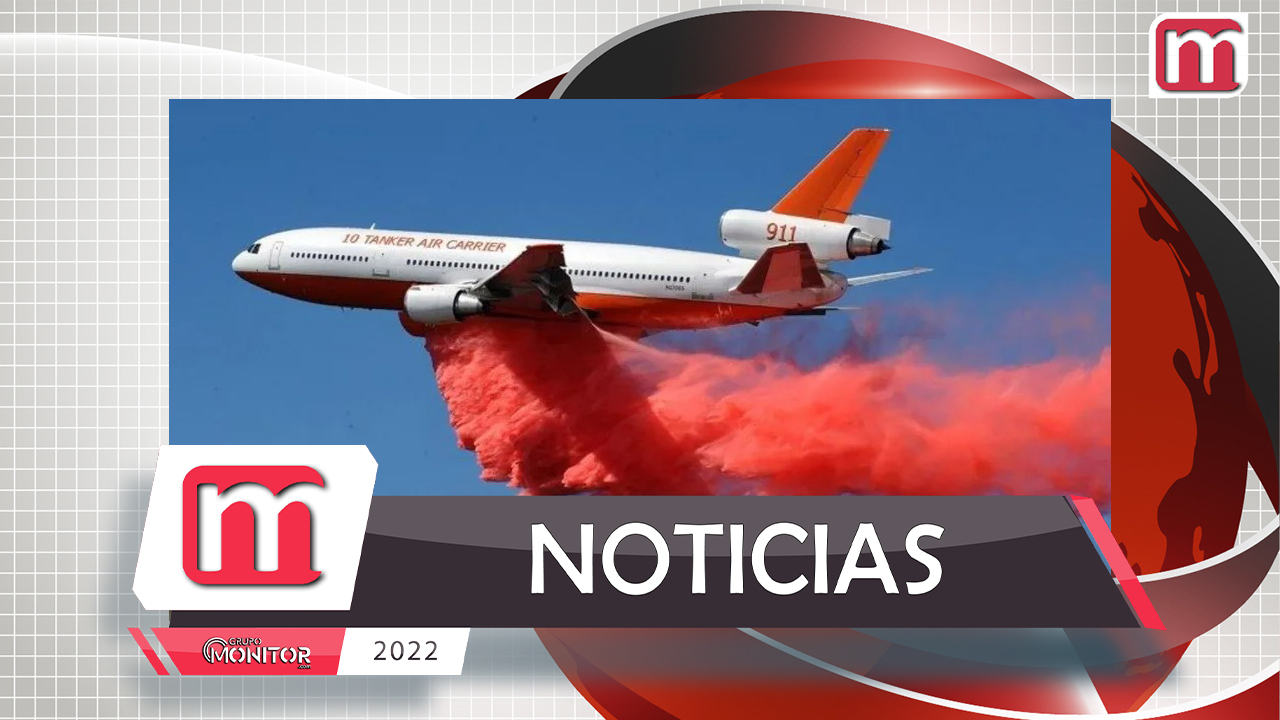 Avión DC-10 Air Tanker  combate el fuego de Santiago en Nuevo León
