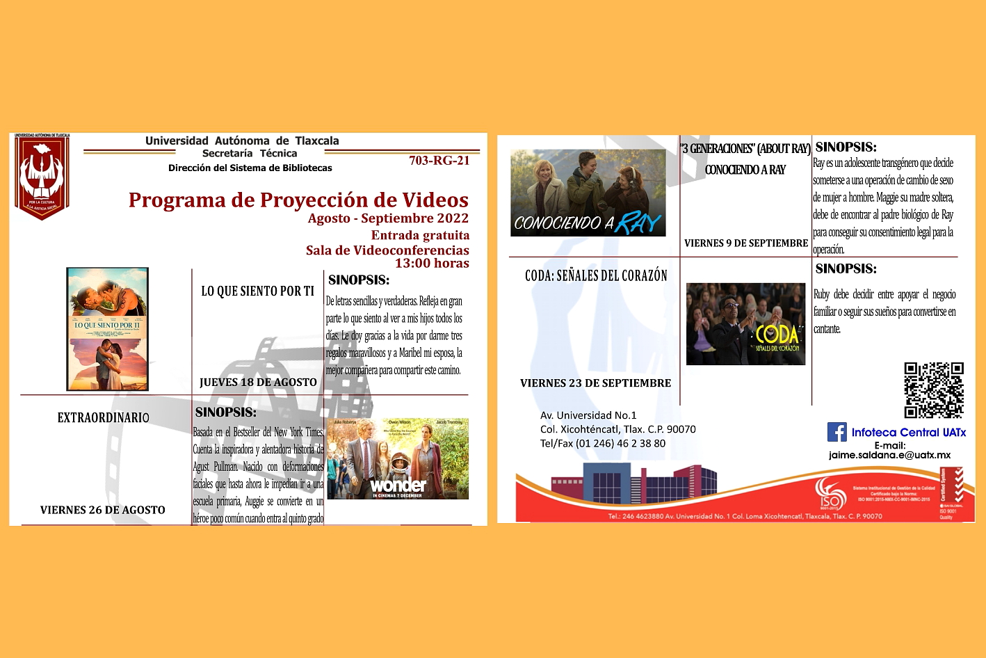 Invita UATx a programa de proyección de videos