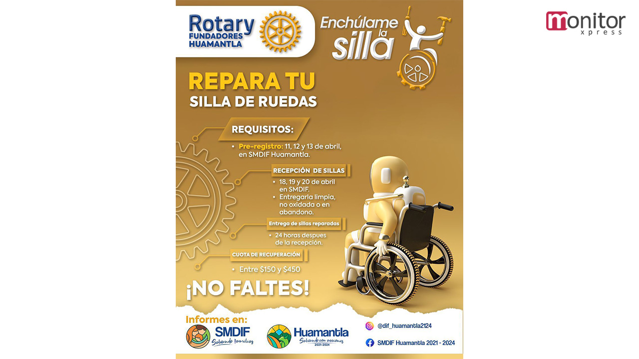 SMDIF Huamantla y Club Rotary fundadores invitan a programa “Enchúlame la Silla”