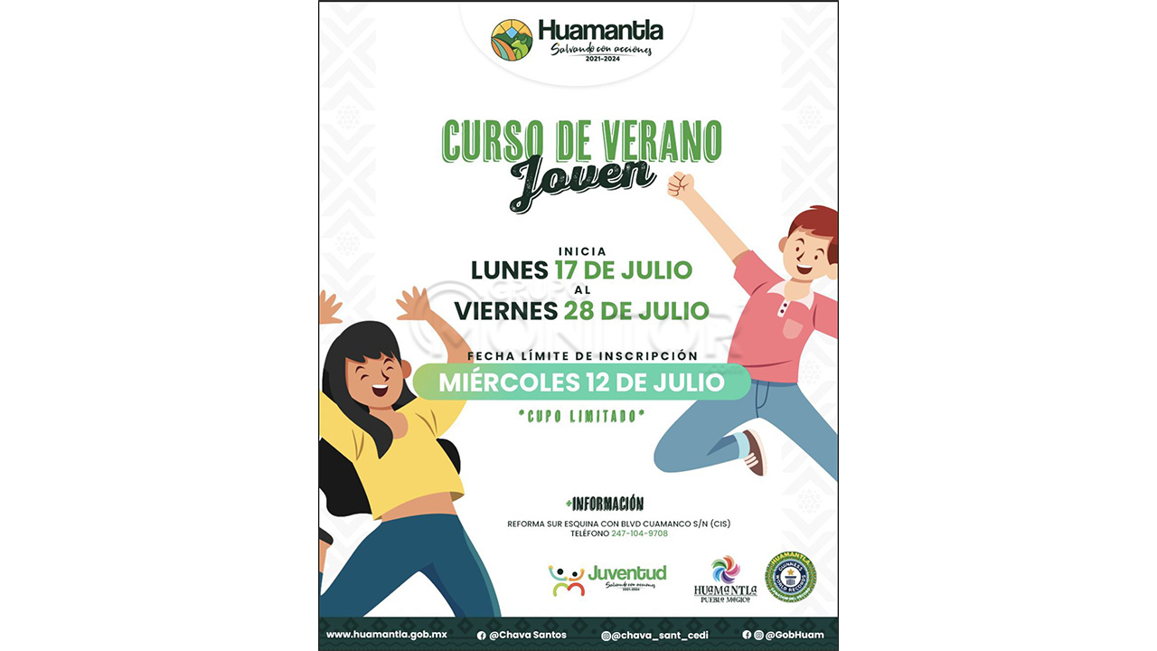 Invita ayuntamiento de Huamantla al curso de verano joven