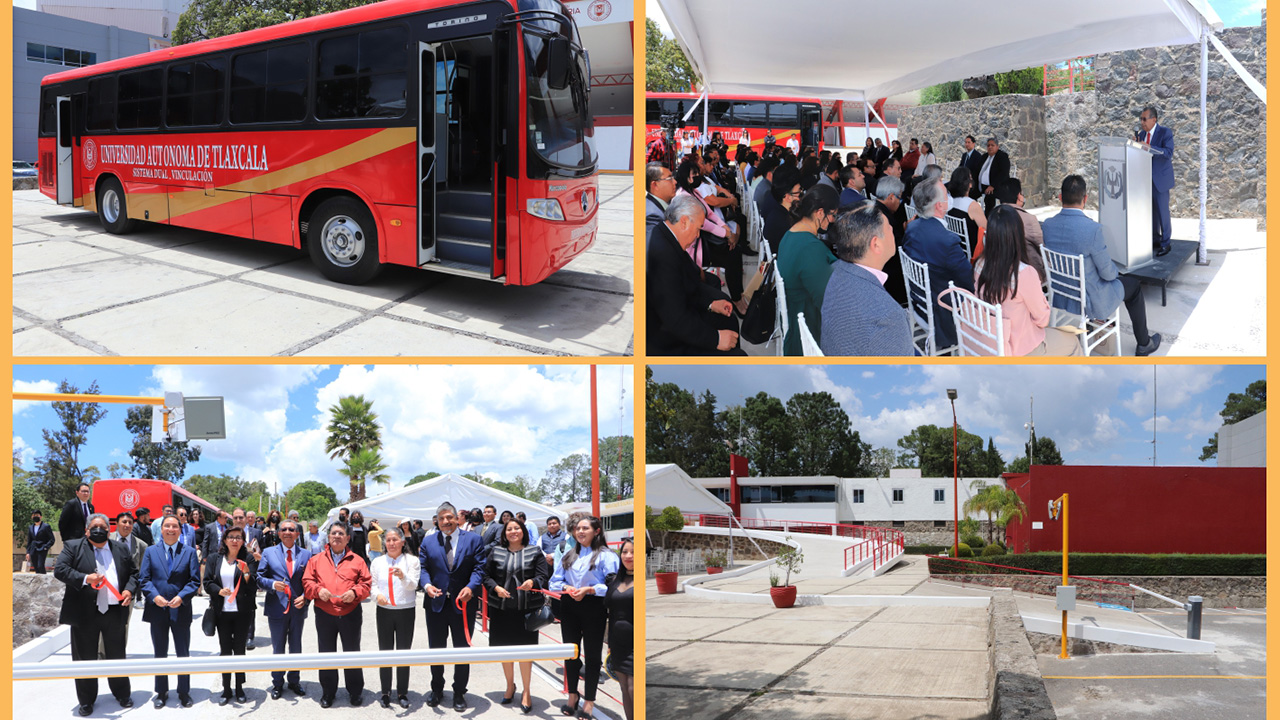 Preside Rector de la UATx donación de autobús e inauguración de circuito vial