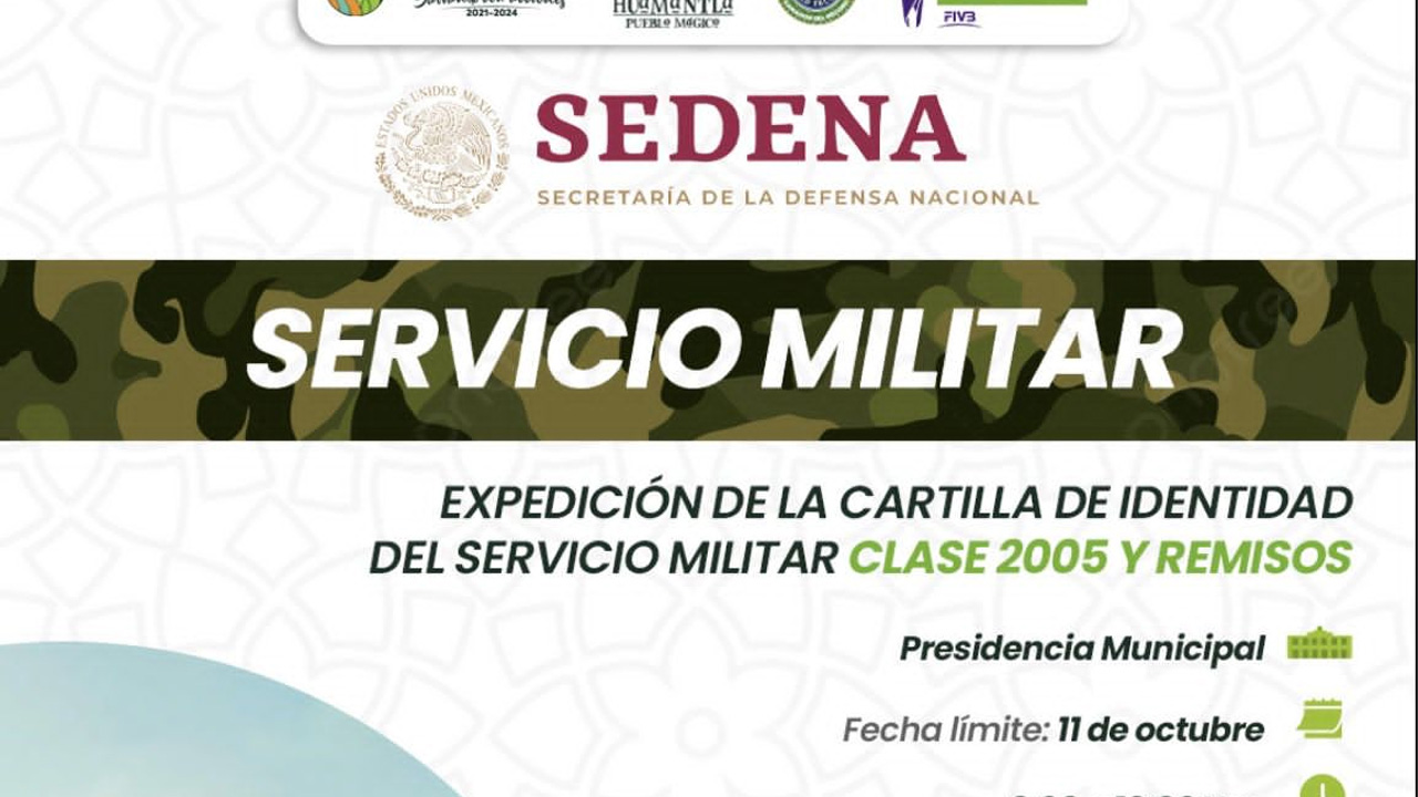 Ayuntamiento de Huamantla convoca a todos los jóvenes a tramitar su cartilla de servicio militar nacional