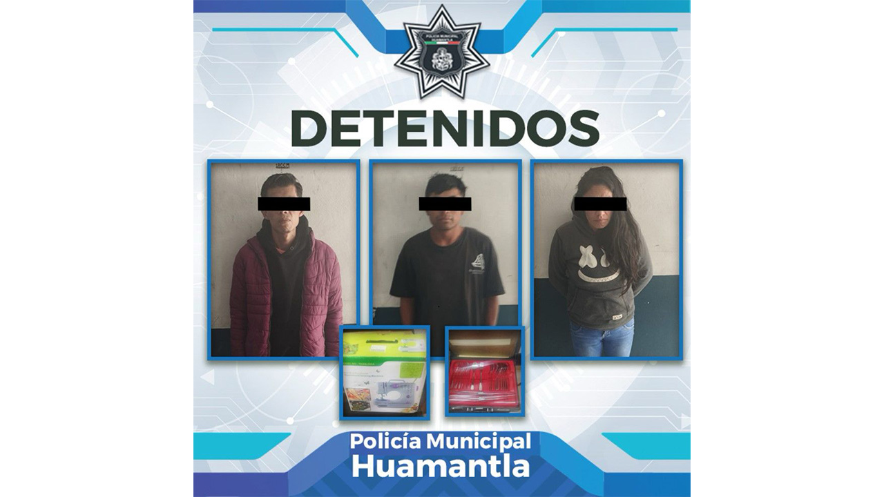 Arresta policía de huamantla a tres presuntos ladrones de comercios