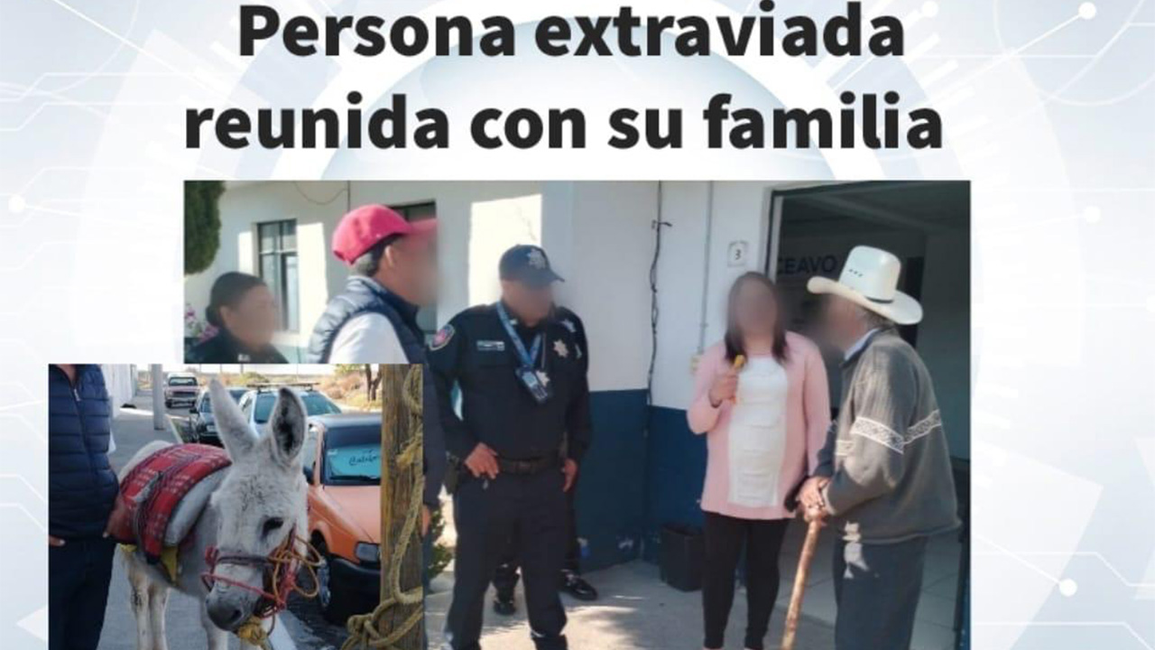 Reúne policía de Huamantla a adulto mayor extraviado con su familia