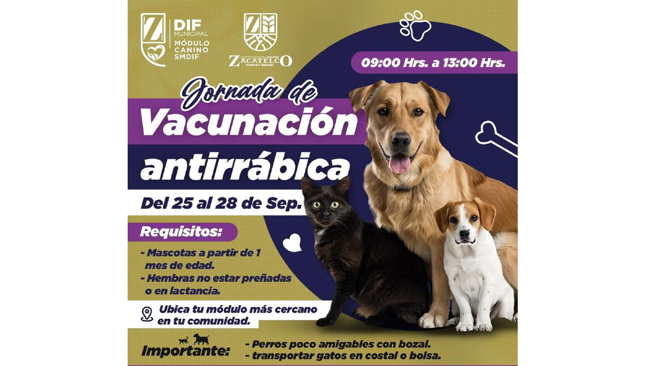Gobierno Municipal de Zacatelco y SESA invita a la campaña de vacunación antirrábica.