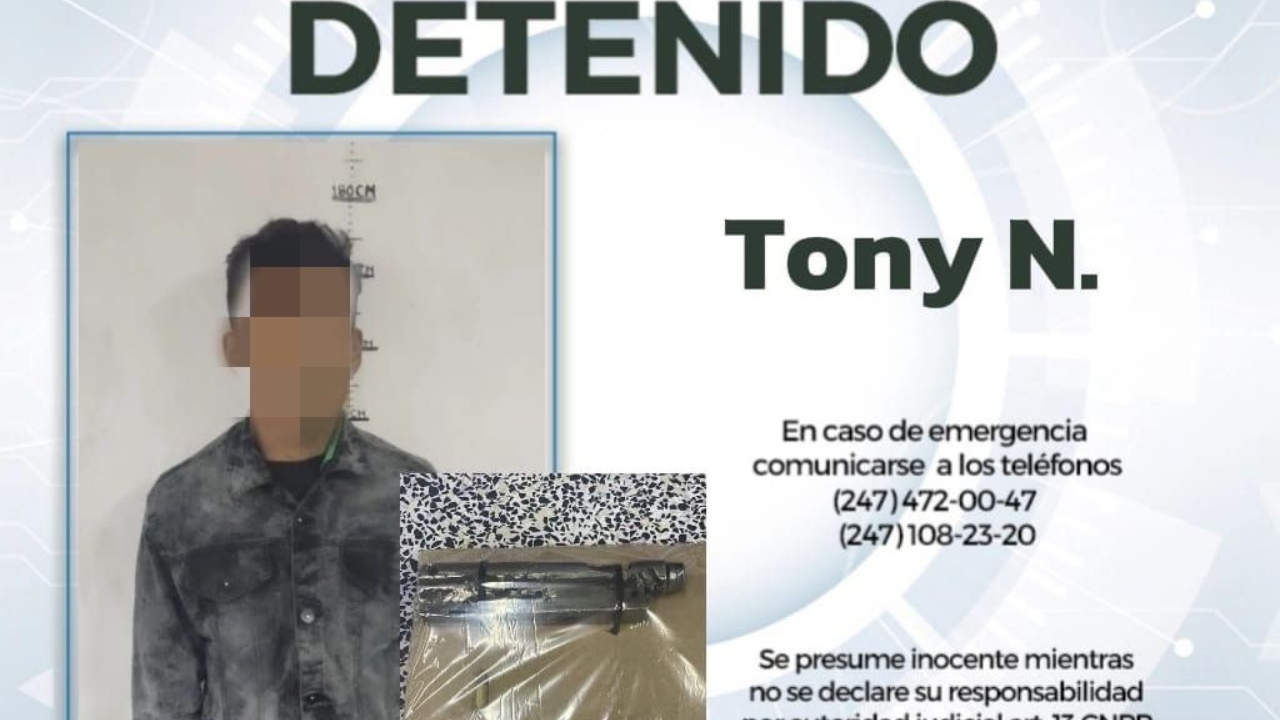 Detiene policía de Huamantla a hombre en posesión de un artefacto casero con características de arma de fuego