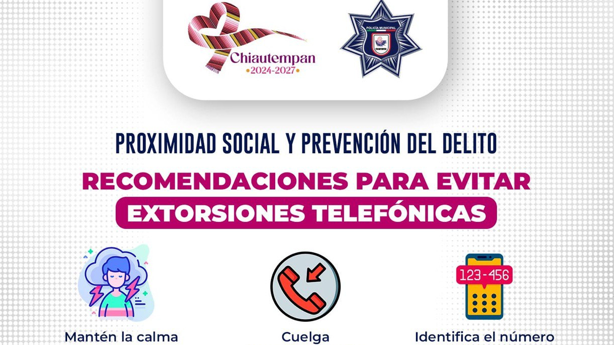 Alerta alcaldía chiautempense contra llamadas de extorsión o amenaza a nombre de Blanca Angulo.