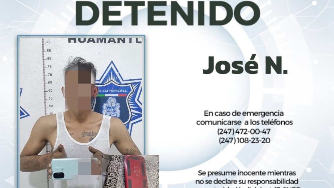 Captura policía de Huamantla a sujeto que despojó de su celular a una mujer