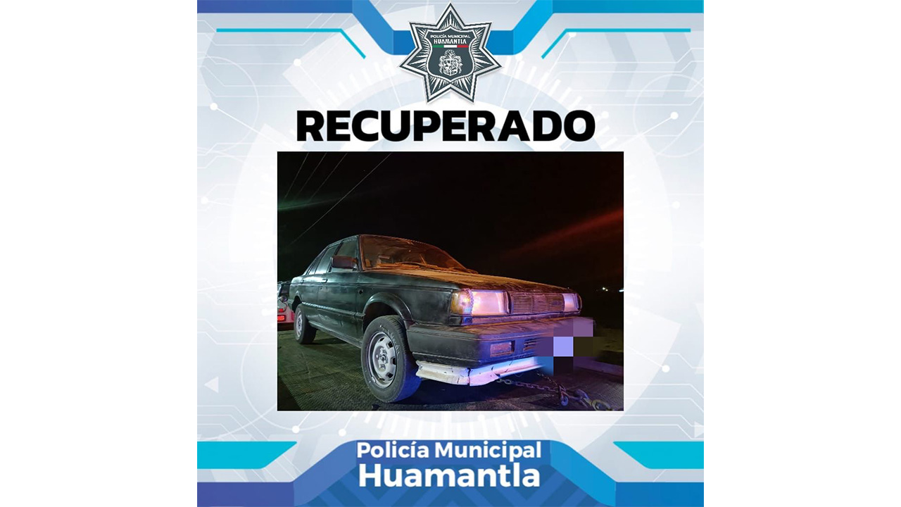 Policía municipal de Huamantla recupera vehículo con reporte de robo