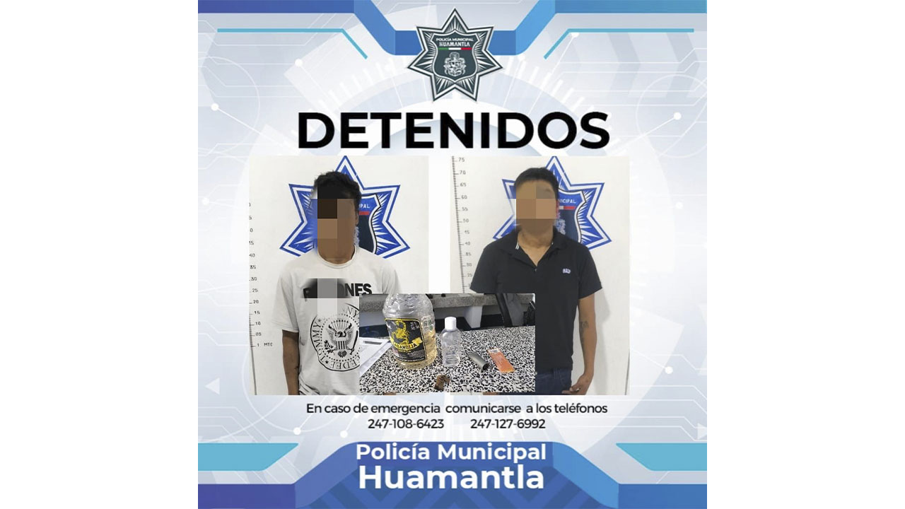 Policía de Huamantla retira de las calles a dos personas que consumían sustancias nocivas en la vía pública