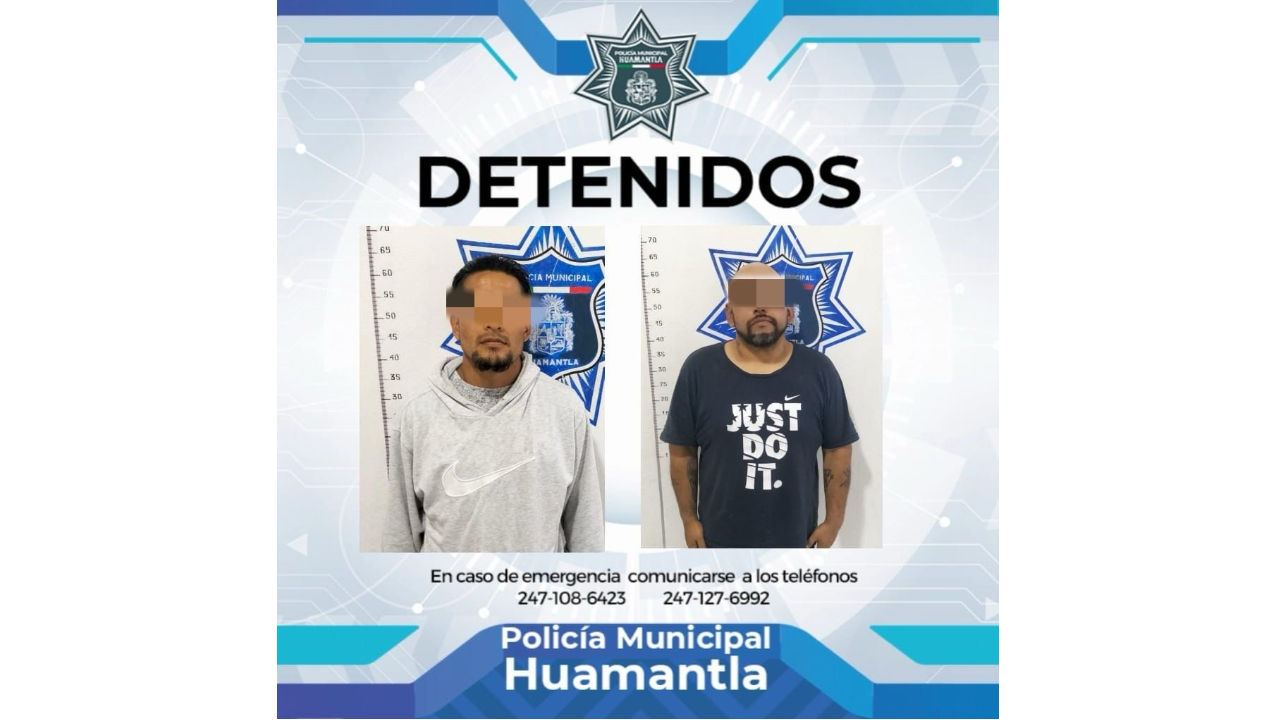 Detiene Policía de Huamantla a dos hombres por escandalizar en la vía pública