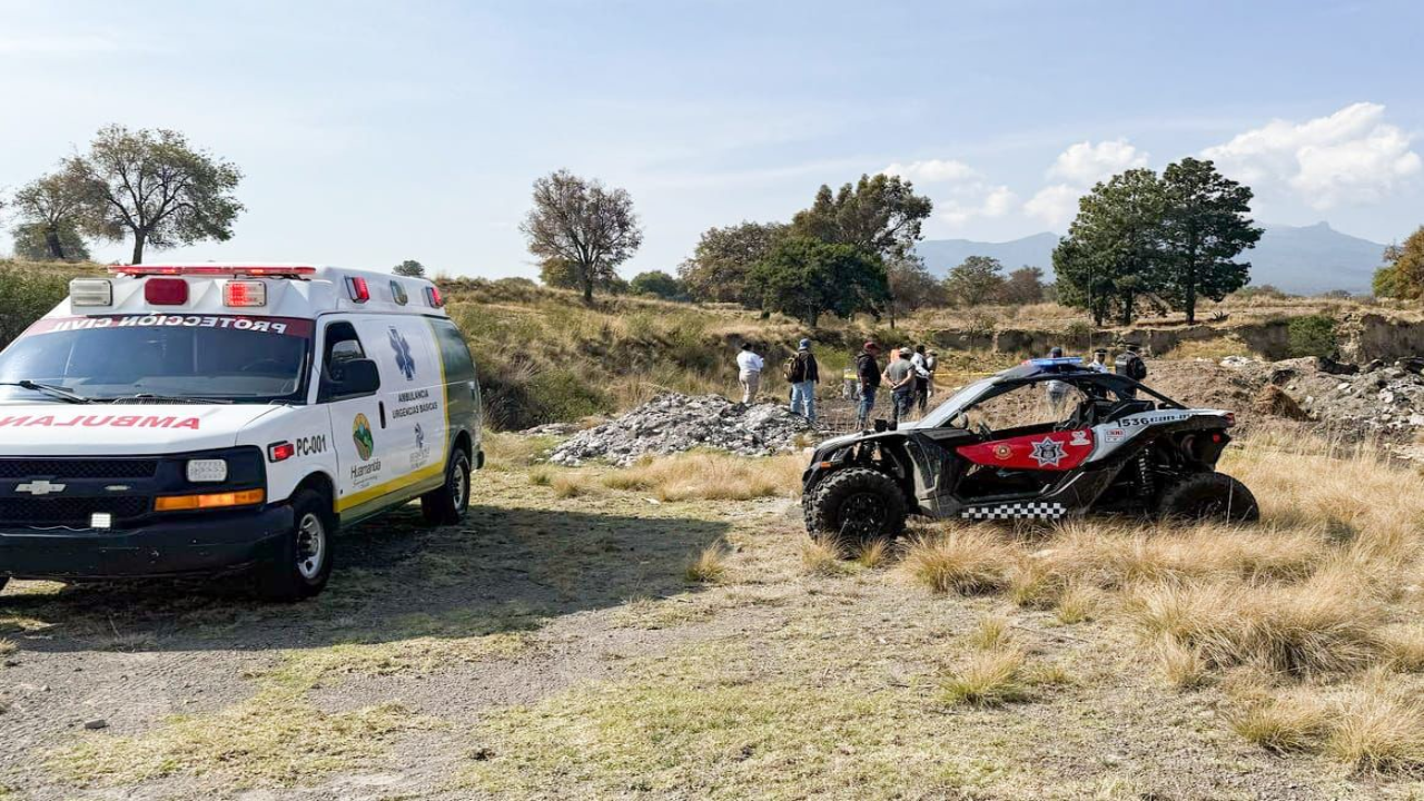 Seguridad y Protección Civil de Huamantla atienden reporte de una persona inconsciente hallada en un terreno