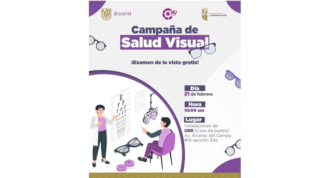 Convocatoria a la campaña de salud visual en la UBR Zacatelco.