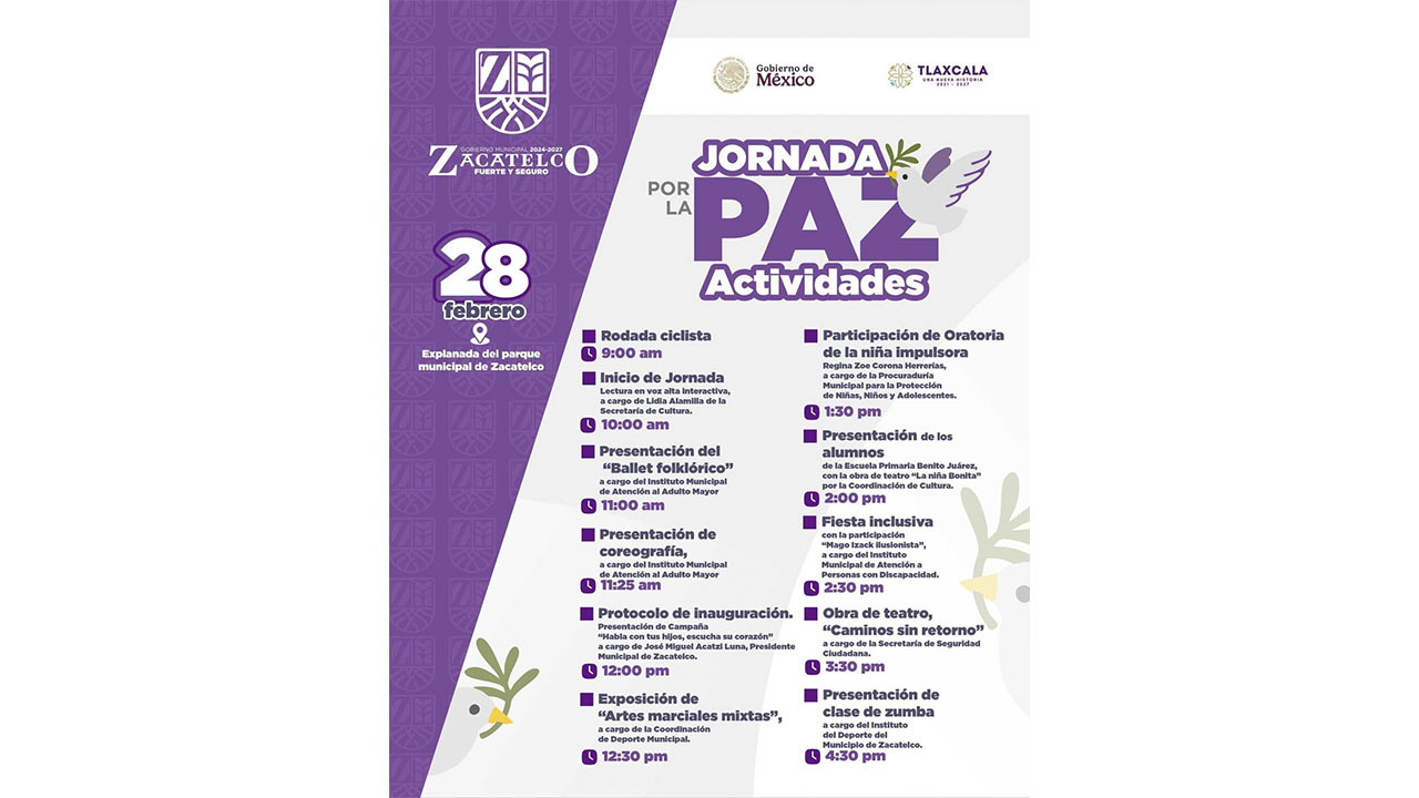 Celebración de la Jornada por la Paz en Zacatelco.