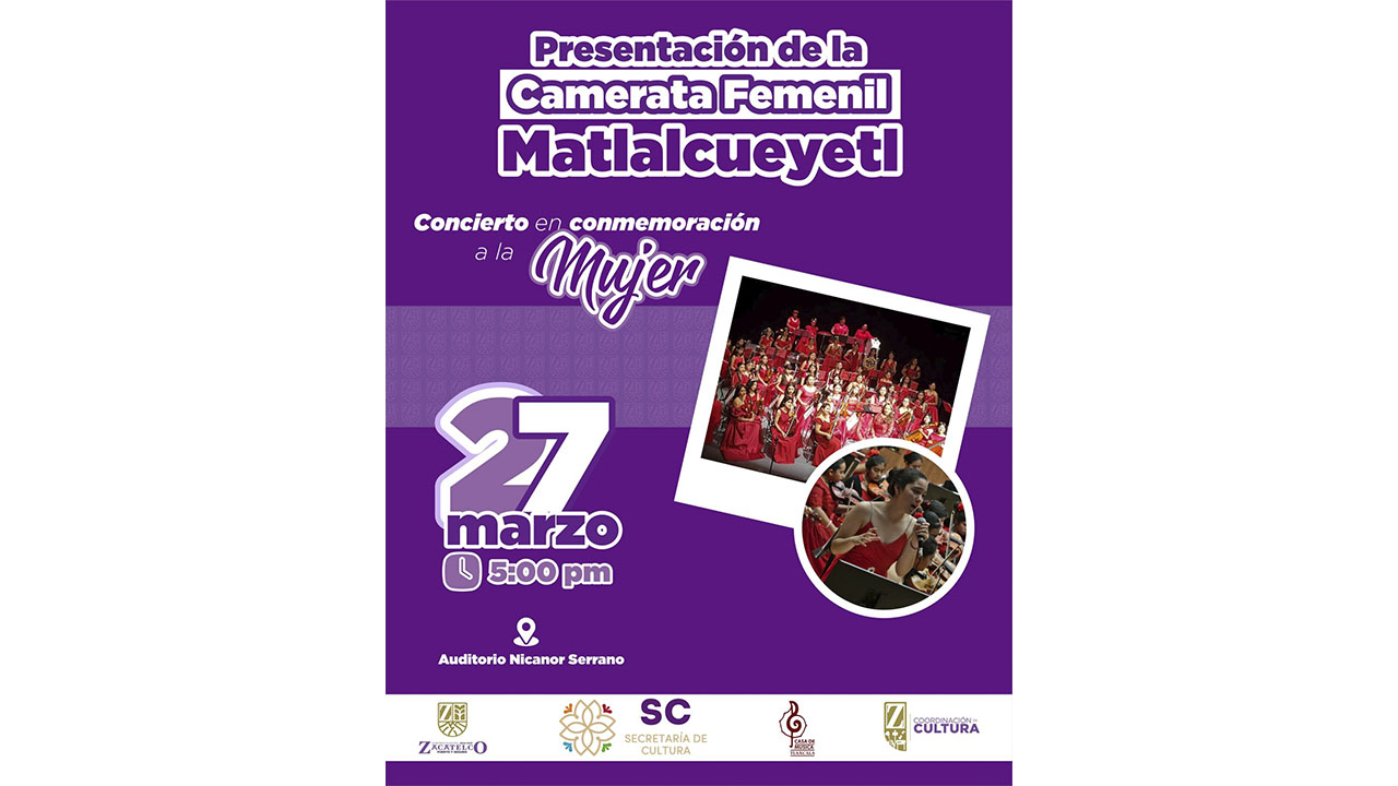 El municipio de Zacatelco se enorgullece en recibir a la Camerata Femenil Matlalcueyetl.