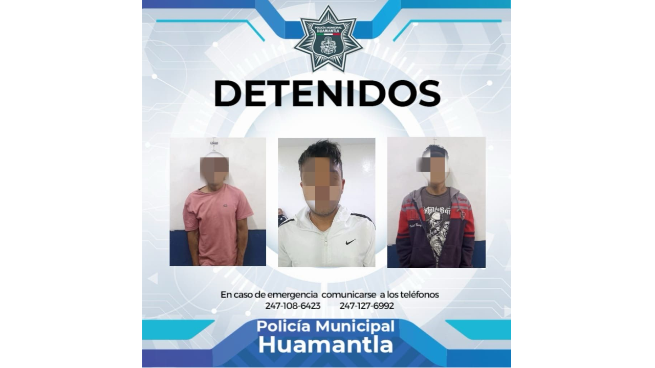 Policía de Huamantla retira de la vía pública a tres hombres que consumían sustancias nocivas