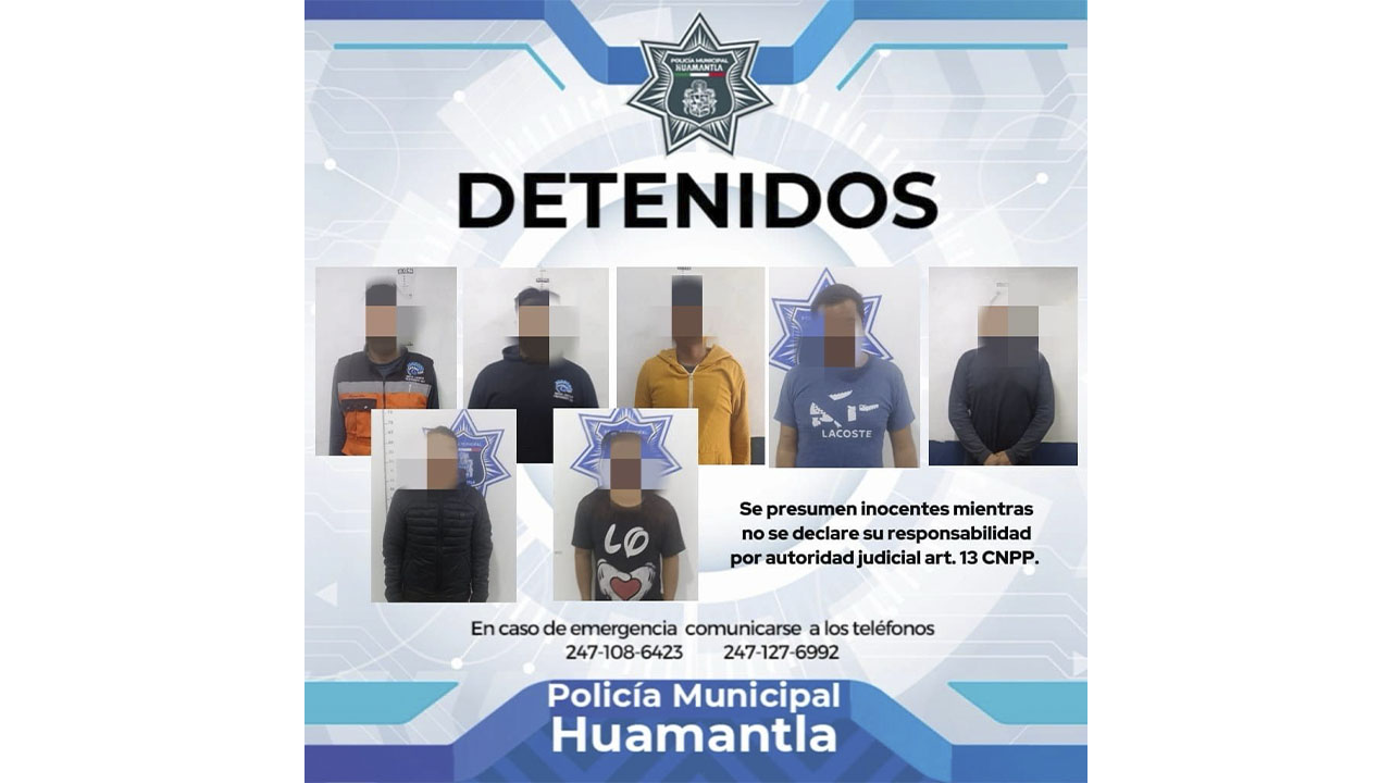 Arresta Policía de Huamantla a siete personas por consumir alcohol y sustancias nocivas en la vía pública