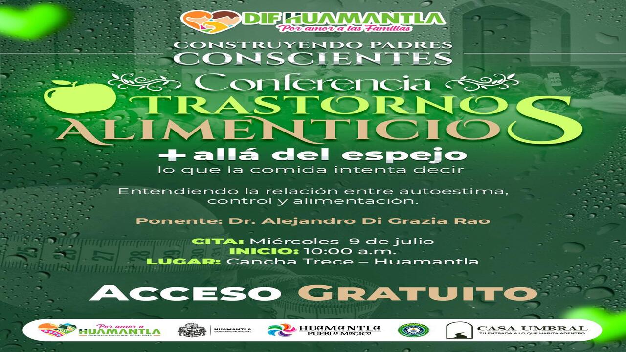 SMDIF Huamantla invita a padres de familia a la conferencia trastornos alimenticios