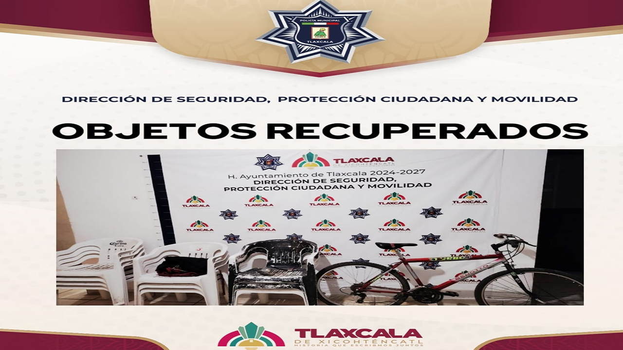 Policía municipal de Tlaxcala frustra intento de robo en billar y recupera objetos sustraídos