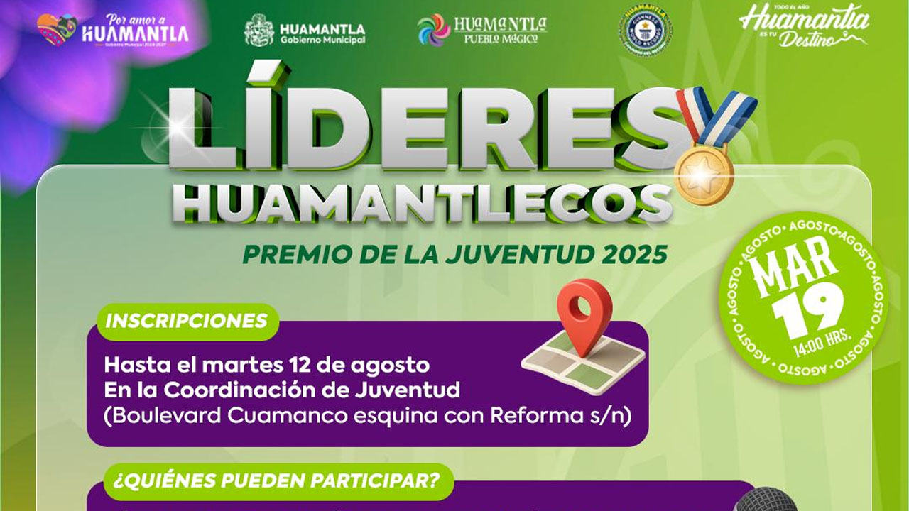 Invitan a jóvenes huamantlecos a participar en el Premio de la Juventud 2025