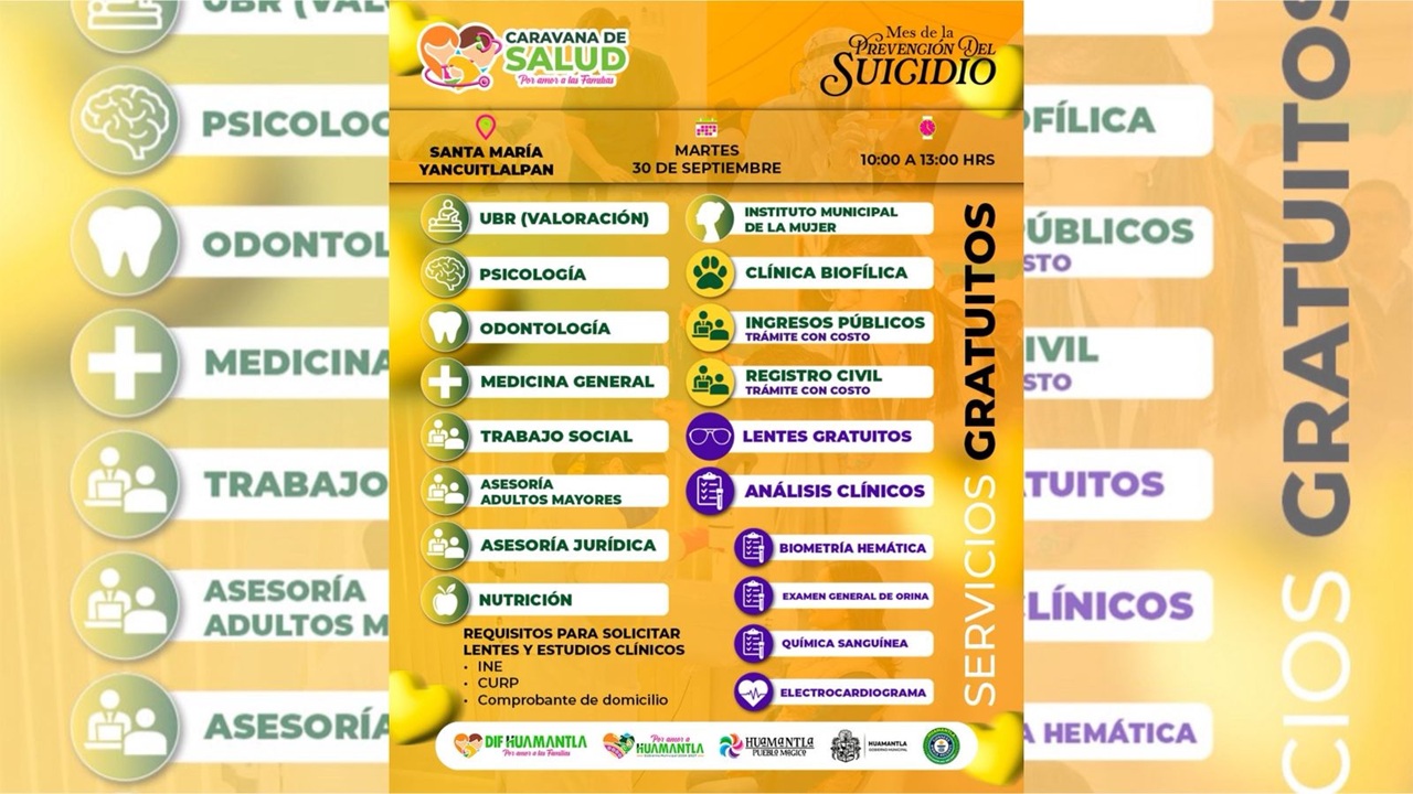 Caravana de Salud Llegará a Santa María Yancuitlalpan este 30 de Septiembre