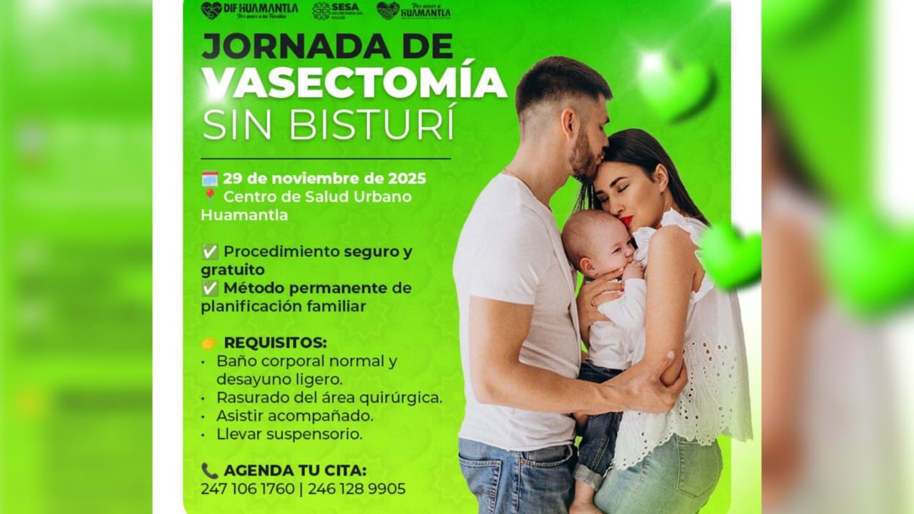 Invitan Gobierno Municipal de Huamantla y Sesa Jornada Gratuita de Vasectomía sin Bisturí