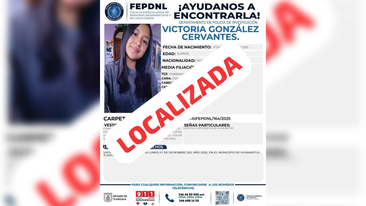 Menor de Huamantla reportada como extraviada es localizada sana y salva en Puebla