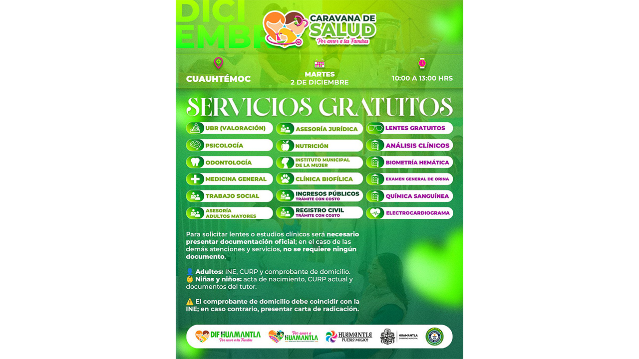 Caravanas de Salud Por Amor a Huamantla acercan servicios gratuitos a comunidades del municipio