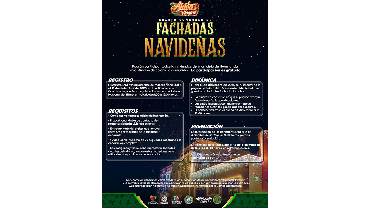 Invitan a participar en el 4.º Concurso “Fachadas Mágicas” en Huamantla
