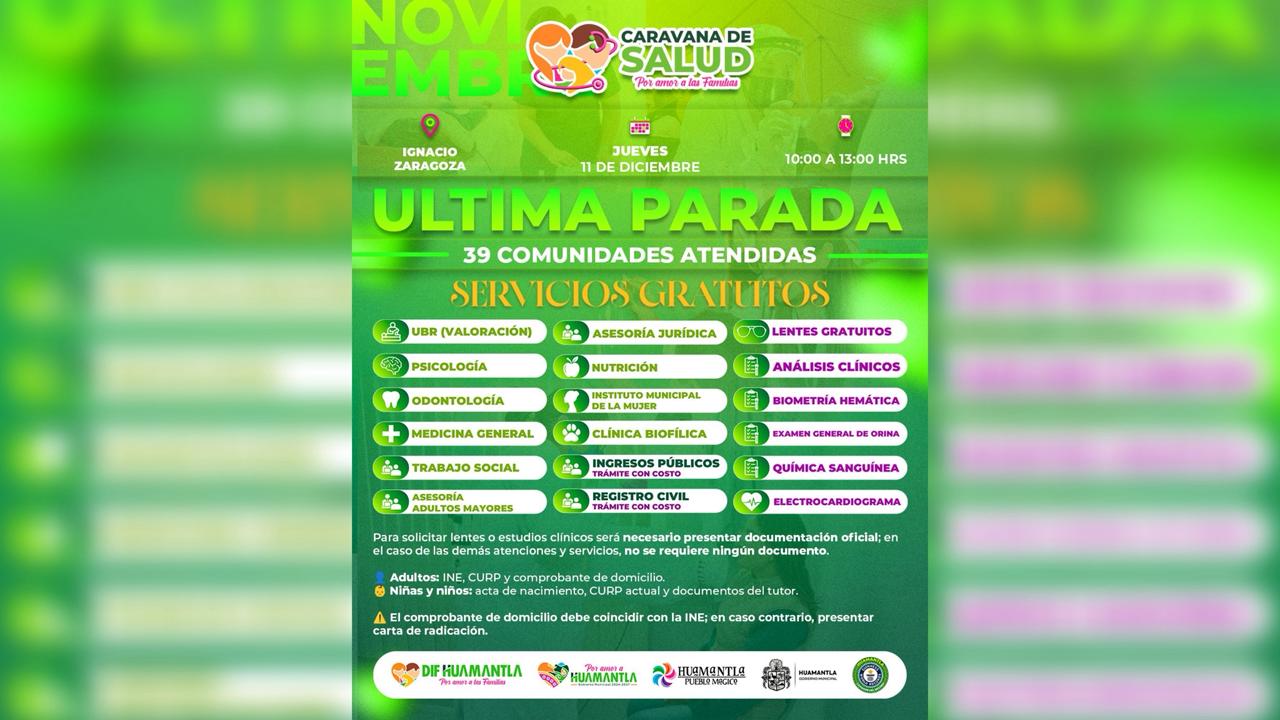 Con la Última Jornada de la Caravana de Servicios, Huamantla Concluye un Años de Trabajo Histórico a Favor de la Salud y el Bienestar de las Familias