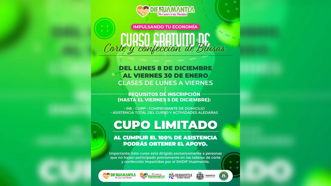 SMDIF Huamantla abre Inscripciones para el Curso Gratuito de Corte y Confección de Blusas, Cupo Limitado