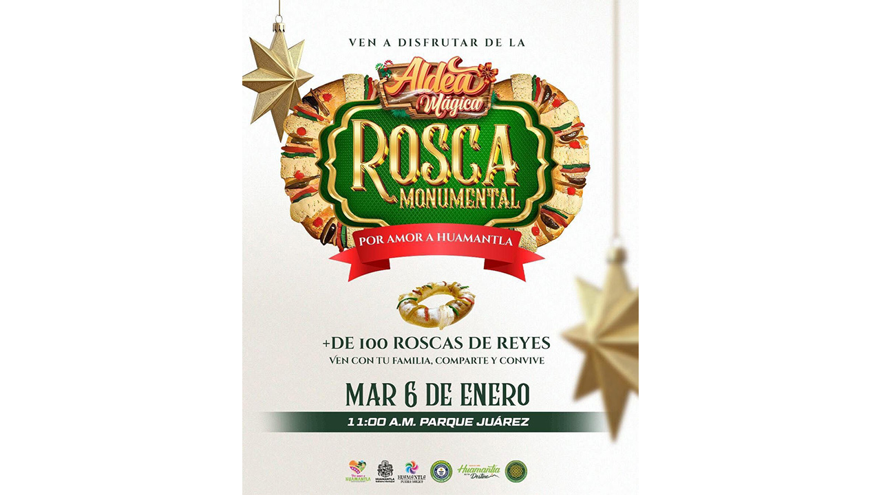 Invita Chava Santos a cortar la tradicional rosca de reyes en la aldea mágica de Huamantla