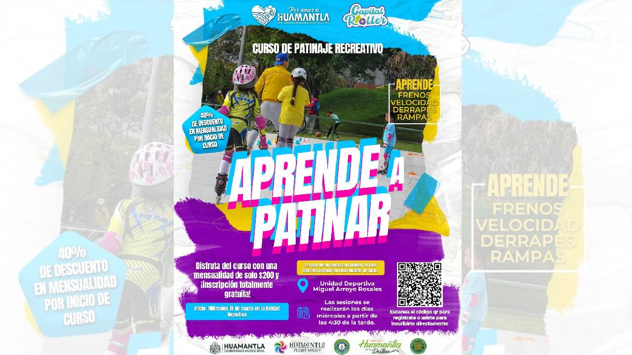 Iniciará Curso de Patinaje Recreativo en Huamantla