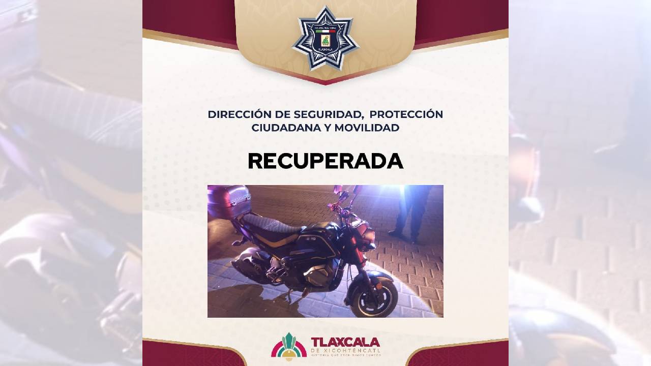 Recupera Policía Municipal de Tlaxcala Dos Motocicletas con Reporte de Robo
