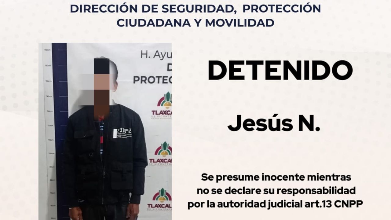 Operativo de la policía municipal de Tlaxcala permite recuperar vehículo robado y asegurar a presunto responsable