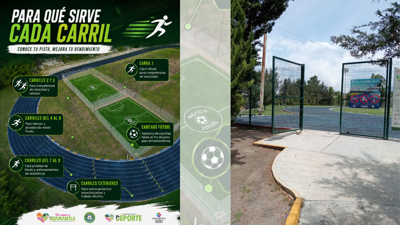 Reabre pista de tartán de la Unidad Deportiva de Huamantla; canchas de fútbol 5 esperan entrega oficial