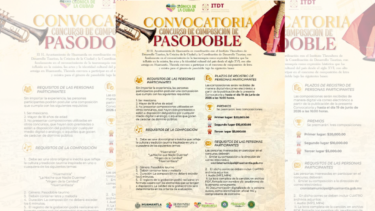 Huamantla convoca al concurso de pasodoble