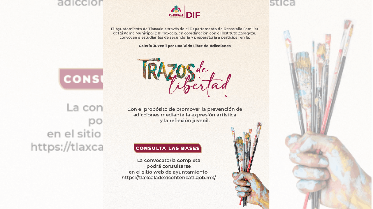Convoca DIF municipal de Tlaxcala a jóvenes estudiantes a participar en la exposición gráfica “Trazos de libertad”