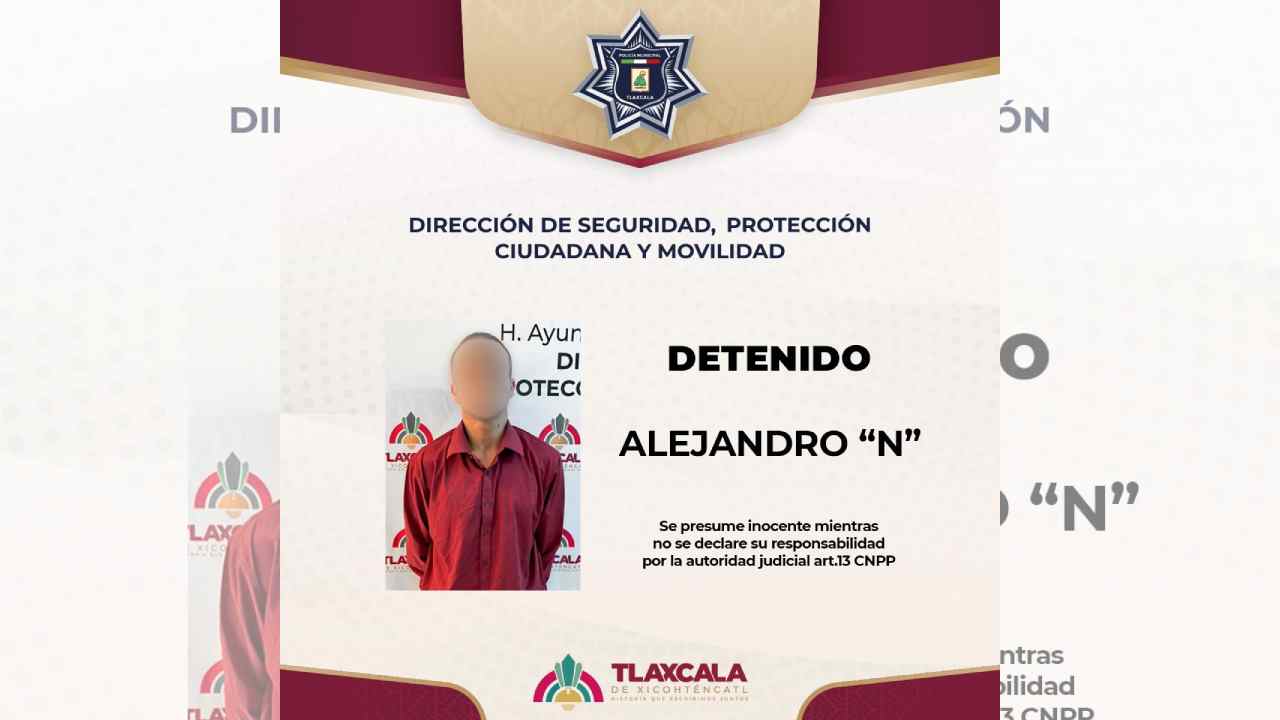 Policía Municipal de Tlaxcala detiene a masculino por alteración al orden en riña por presunto robo